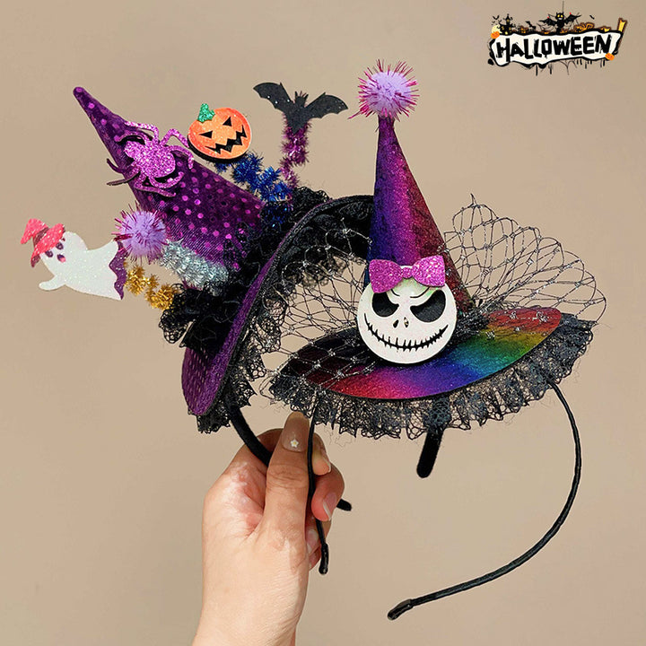 Halloween funny pumpkin witch hat headband for kids-2pcs set