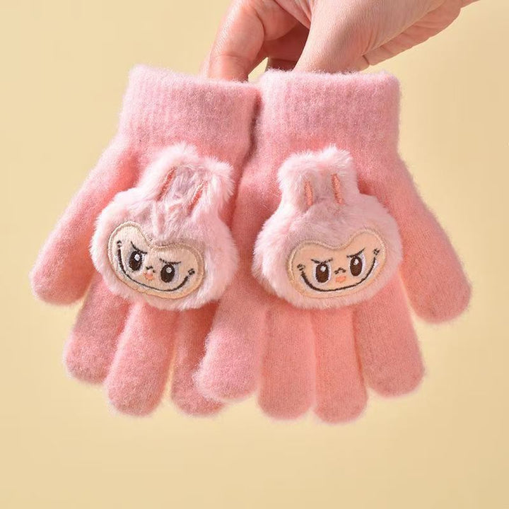 Labubu Five-finger warm knitted gloves for kids