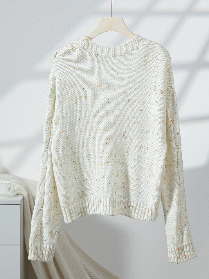 Colorful dots cable knitted sweater cardigan