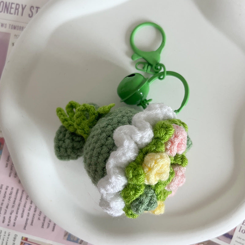 Valentine's Creative hand-woven rose bouquet bag charm gift