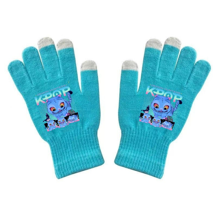 KPOP demon hunters Printed Knitted Touch Screen Gloves