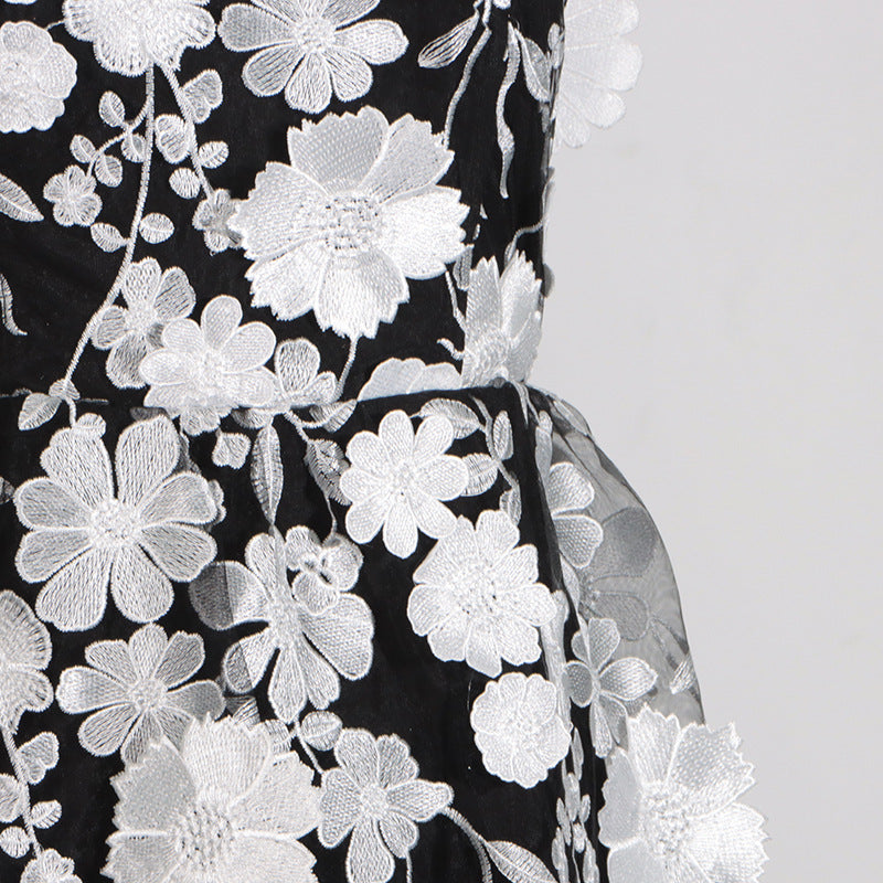 Tube top 3D stitching flower ruffle layered dress