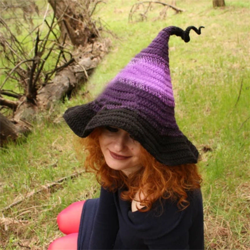Halloween hand-crocheted personality gradient witch hat