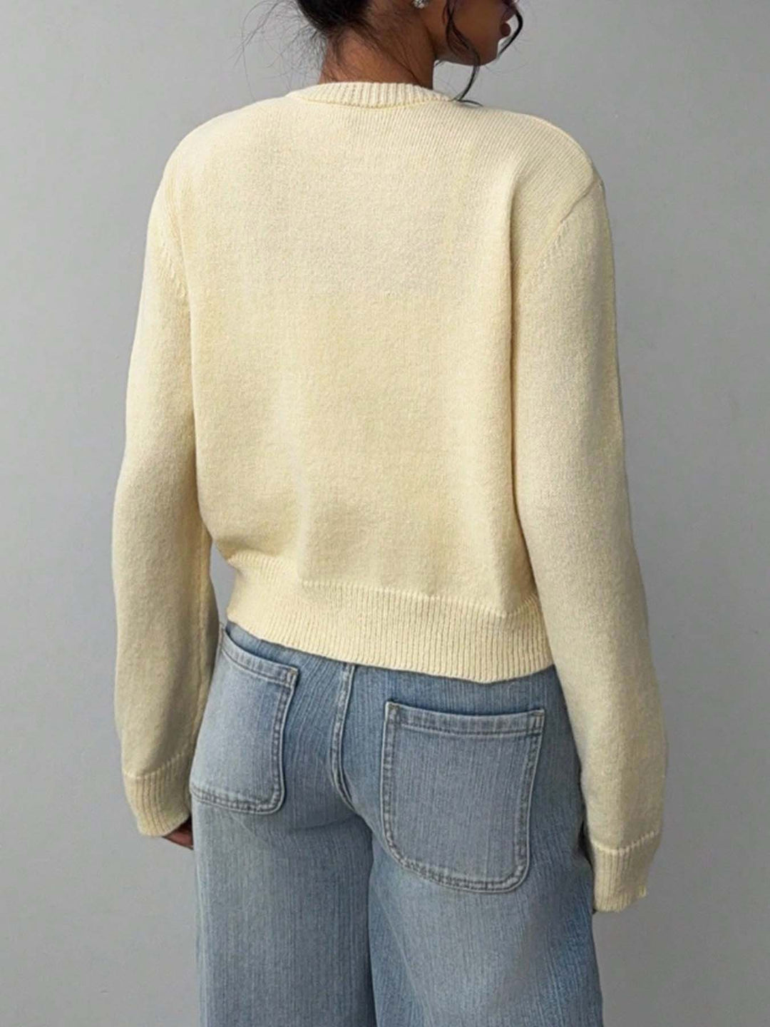 "Women's yellow knitted Sweater Cardigan Coat  "