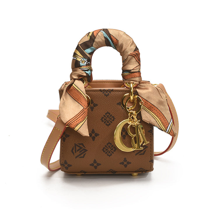 Mini square retro print handbag crossbody bag