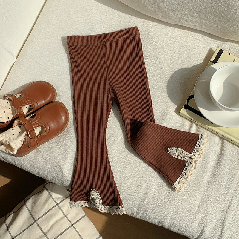 Girls' Knitted lace flared pants