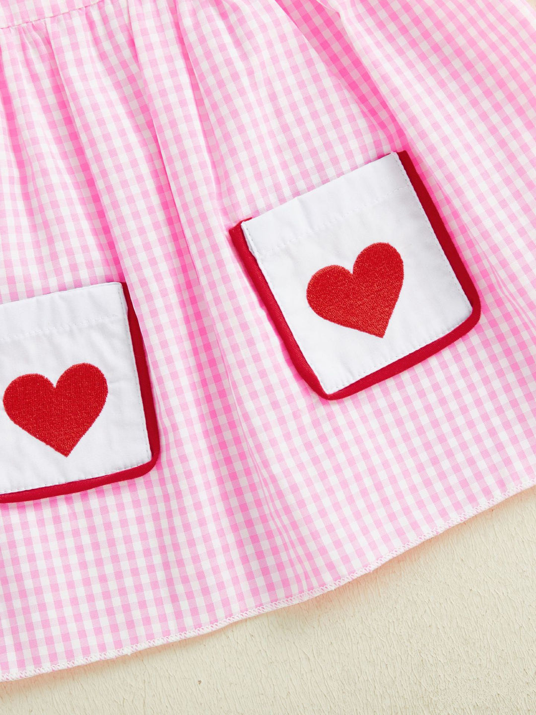 Baby girls Valentine's heart embroidered pink striped dress