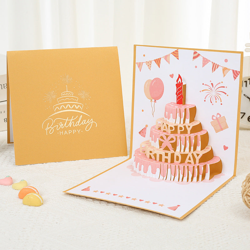 3D colorful birthday cake birthday card