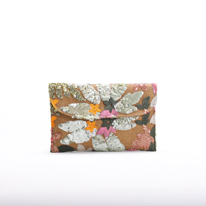 Sequined floral evening bag mesh embroidery ladies clutch bag