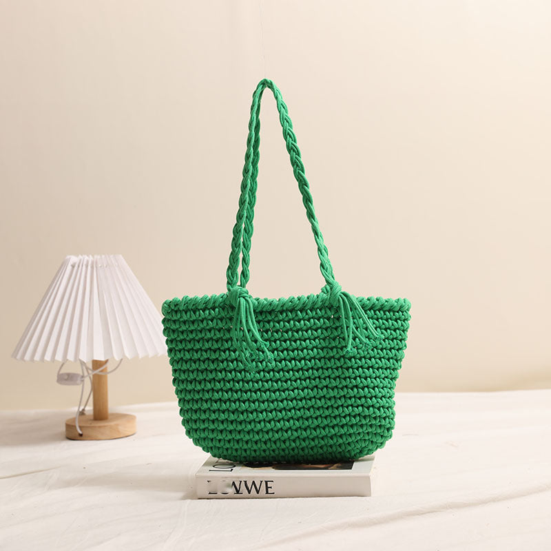 Tassel cotton woven bag colorful woven beach bag