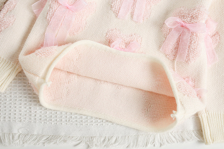 Valentine's sweet bear Jacquard sweater&tutu skirt 2pcs set