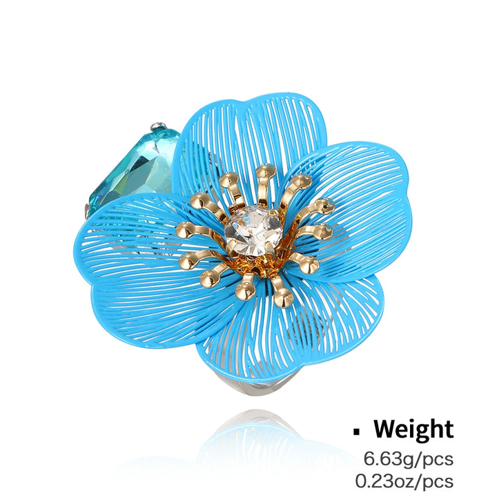 Metal hollow blue flower earrings&necklace