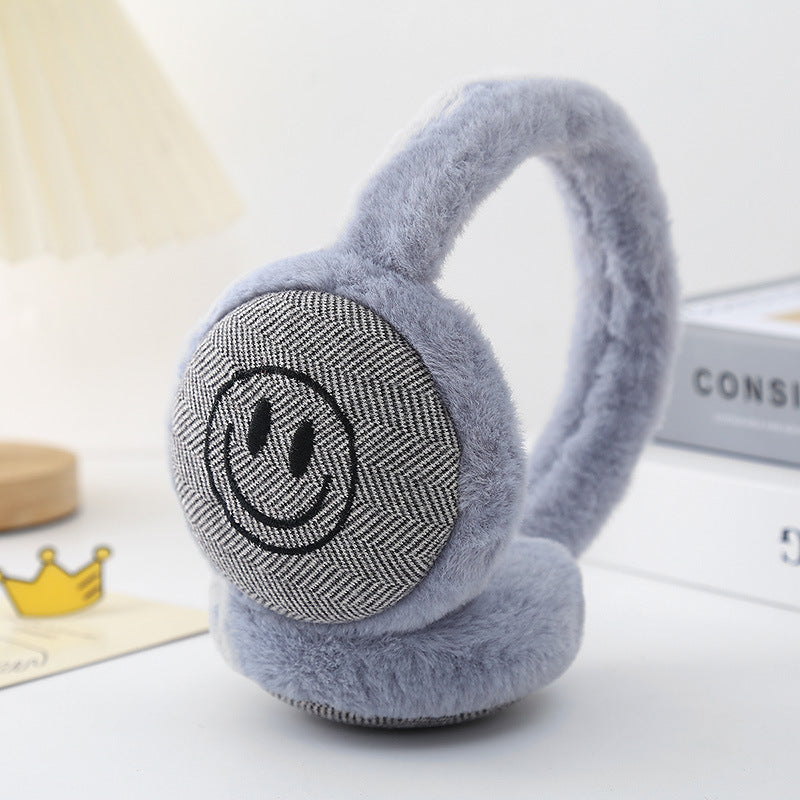 Smiley plush warm earmuffs outdoor windproof earwarmers for boys