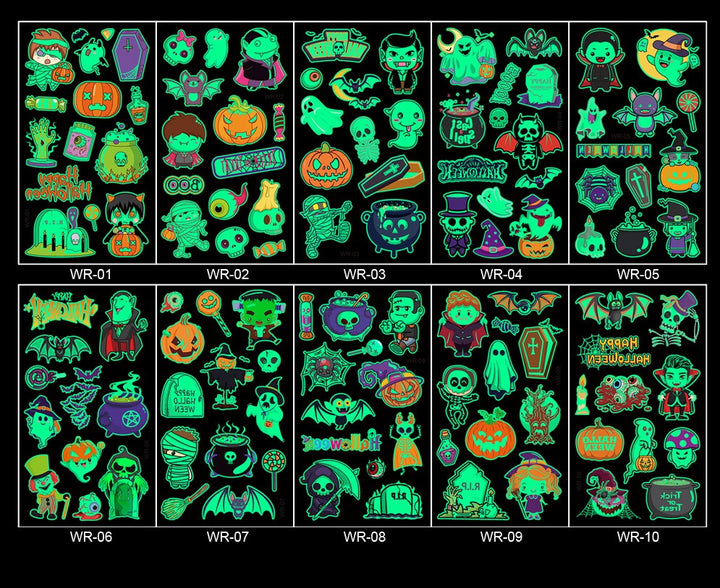 Halloween Luminous Temporary Tattoo Stickers for Kids-10 Sheets