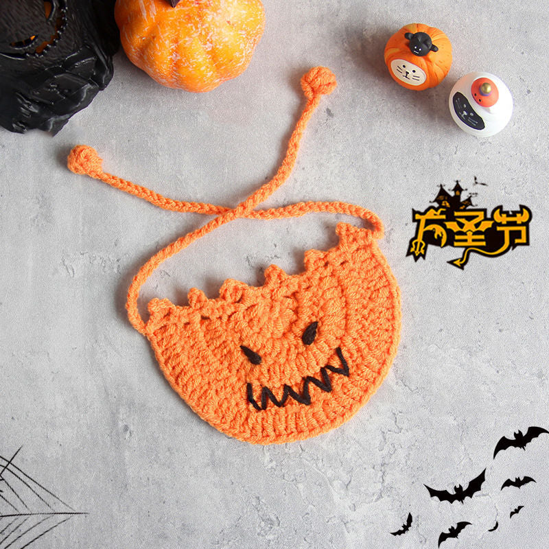 Halloween pet handmade crochet hat bib funny costume