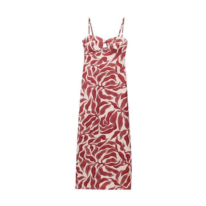 Printed rustic midi dress for summer vacation