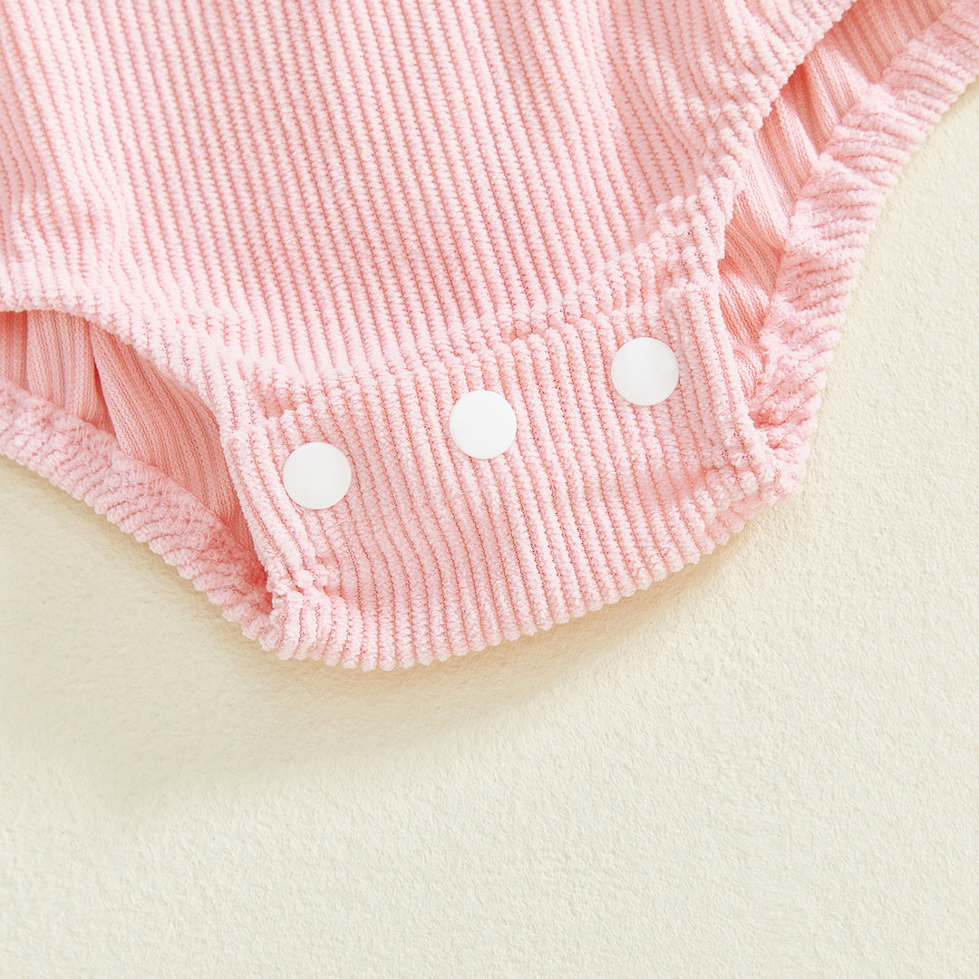 Baby Valentine's corduroy letter heart embroidered sleeveless romper