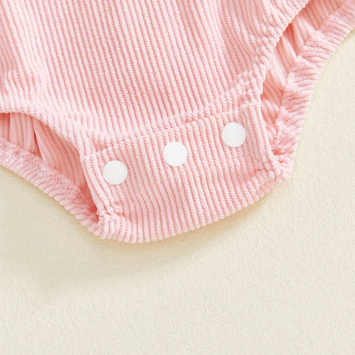 Baby Valentine's corduroy letter heart embroidered sleeveless romper