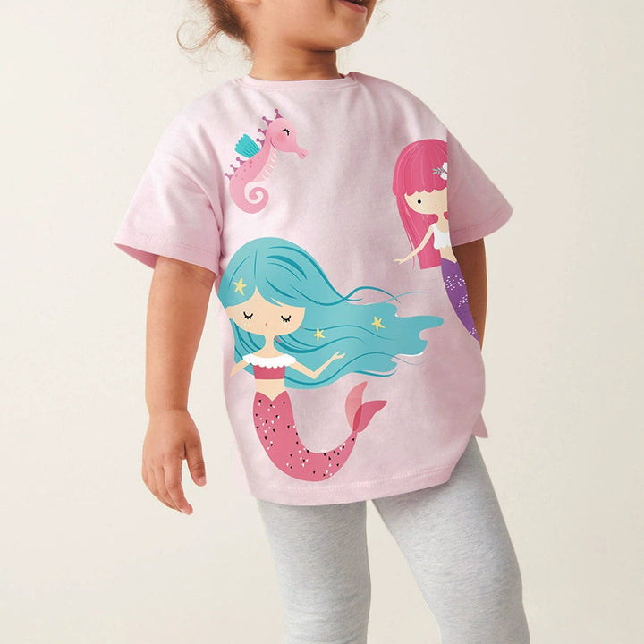 Pink Mermaid Short Sleeve tee& leggings set for girls