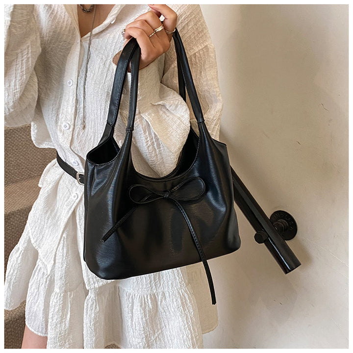 Bowknot PU leather large capacity shoulder bag