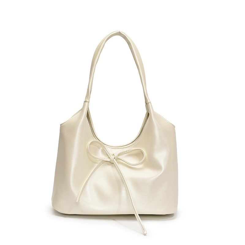 Bowknot PU leather large capacity shoulder bag