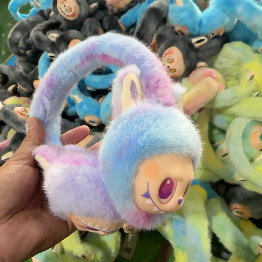 Cute monster plush furry earwarmers cartoon winter earmuffs