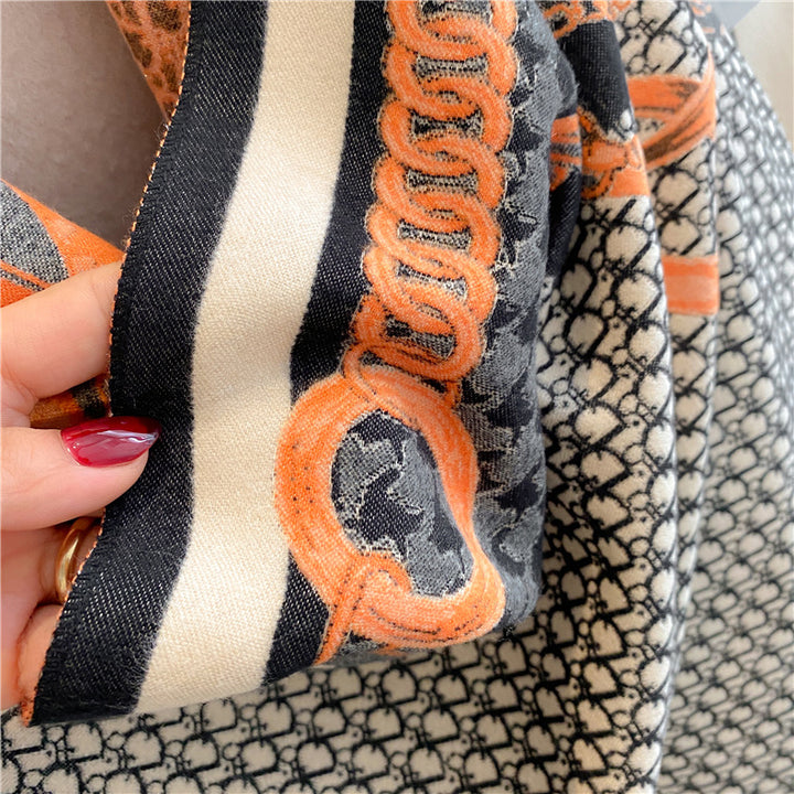 Imitation cashmere double-sided jacquard letter chain warm scarf