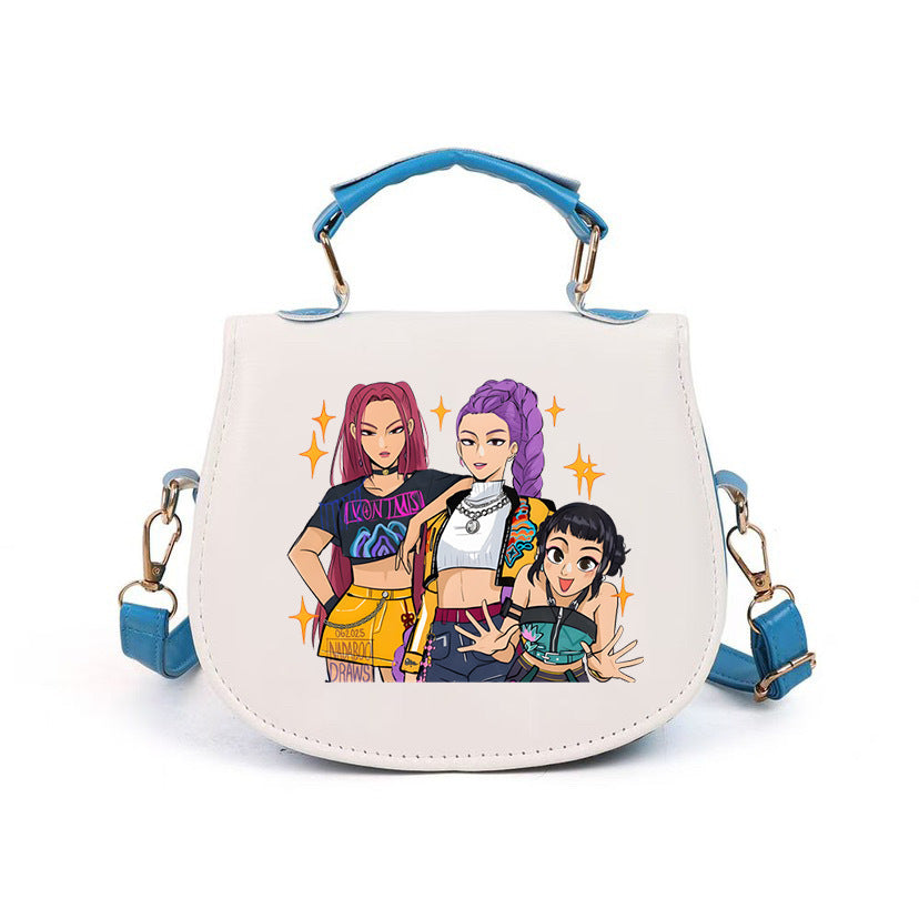 Kpop Demon Hunter small PU handbag shoulder bag-blue