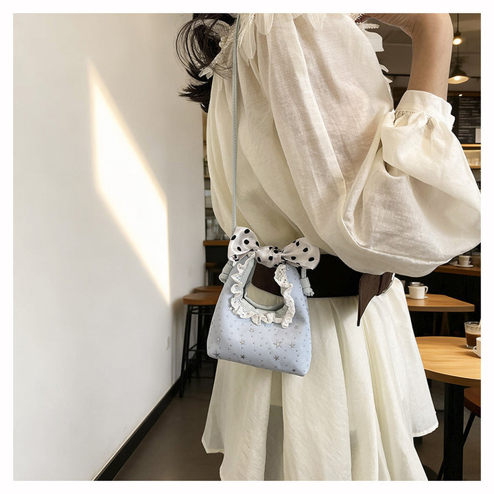 Sparkling Star Polka-Dot Handbag with Cute Lace-Trim