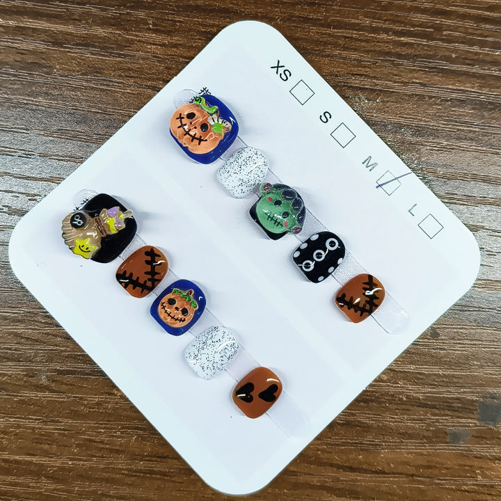 Halloween cute pumpkin ghost press-on nails