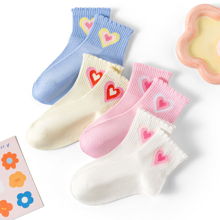 Colorful dopamine heart-pattern socks Valentine's socks