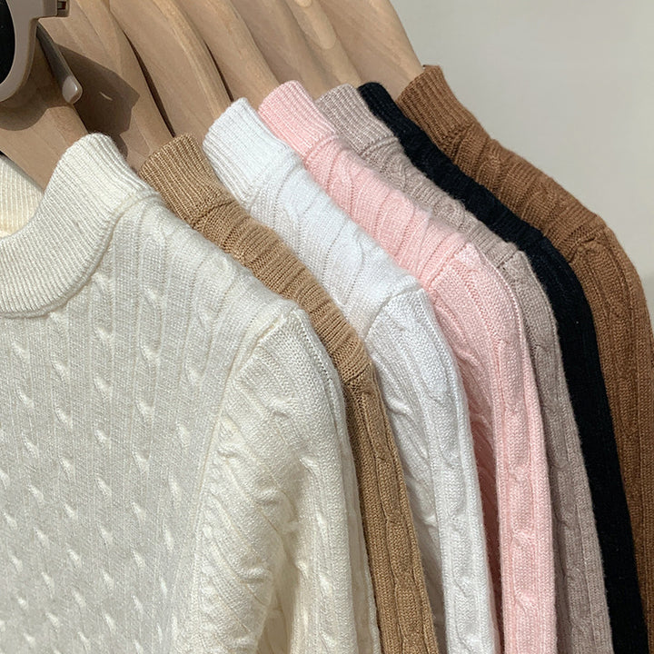 Children's solid color twist round neck knitted sweater