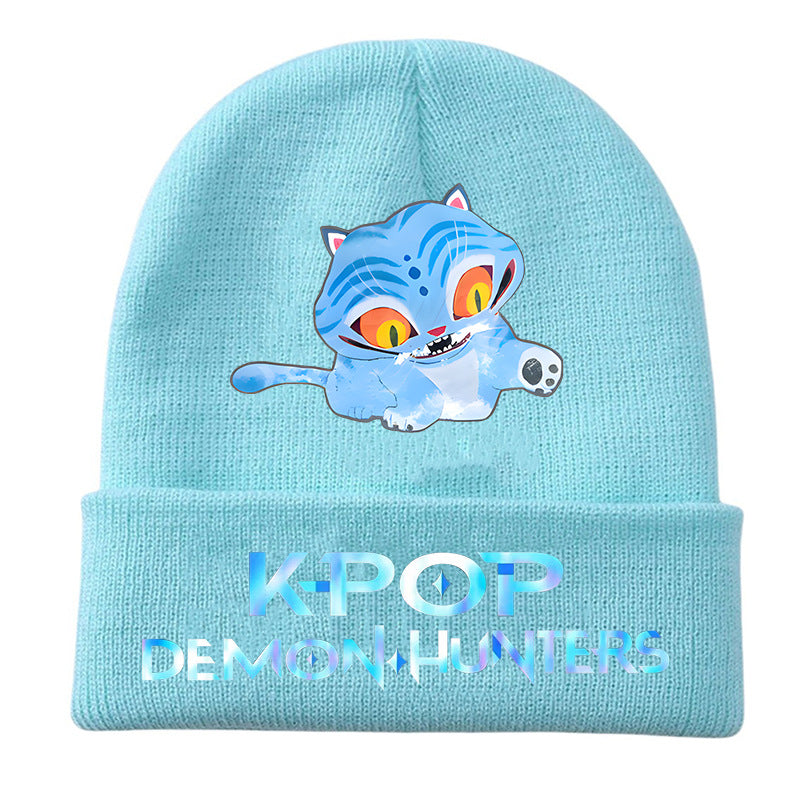 Kpop Demon Hunters knitted beanie hat-blue