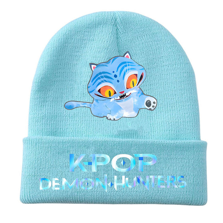 Kpop Demon Hunters knitted beanie hat-blue