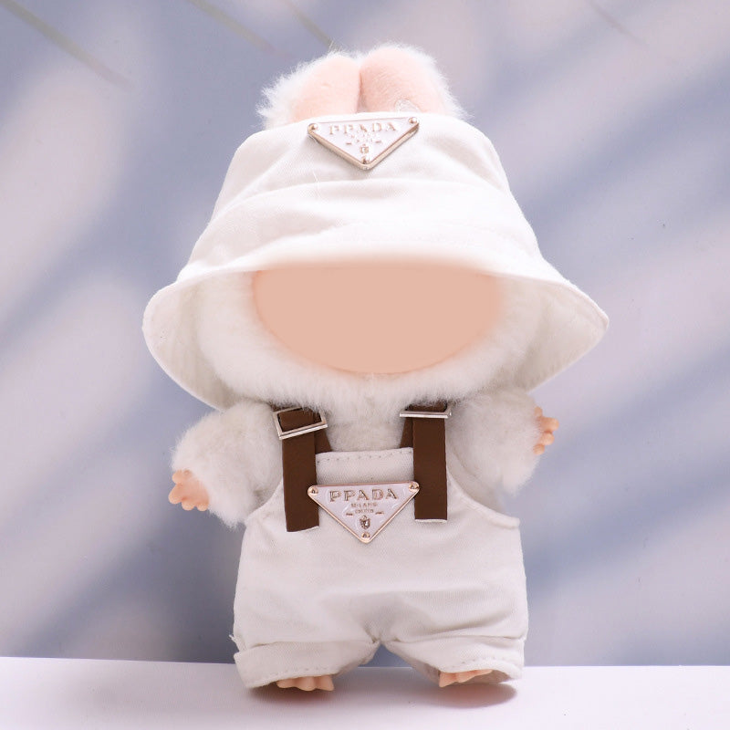 Labubu designer overalls&bucket hat set dolls clothe