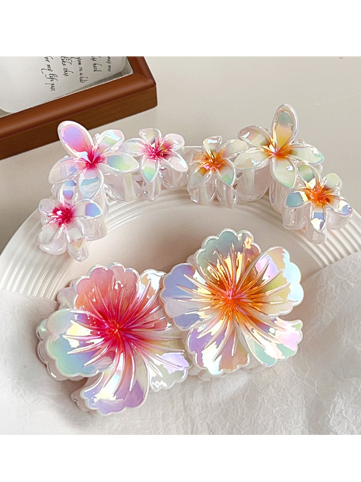 Colorful gradient flower hair shark clip for women
