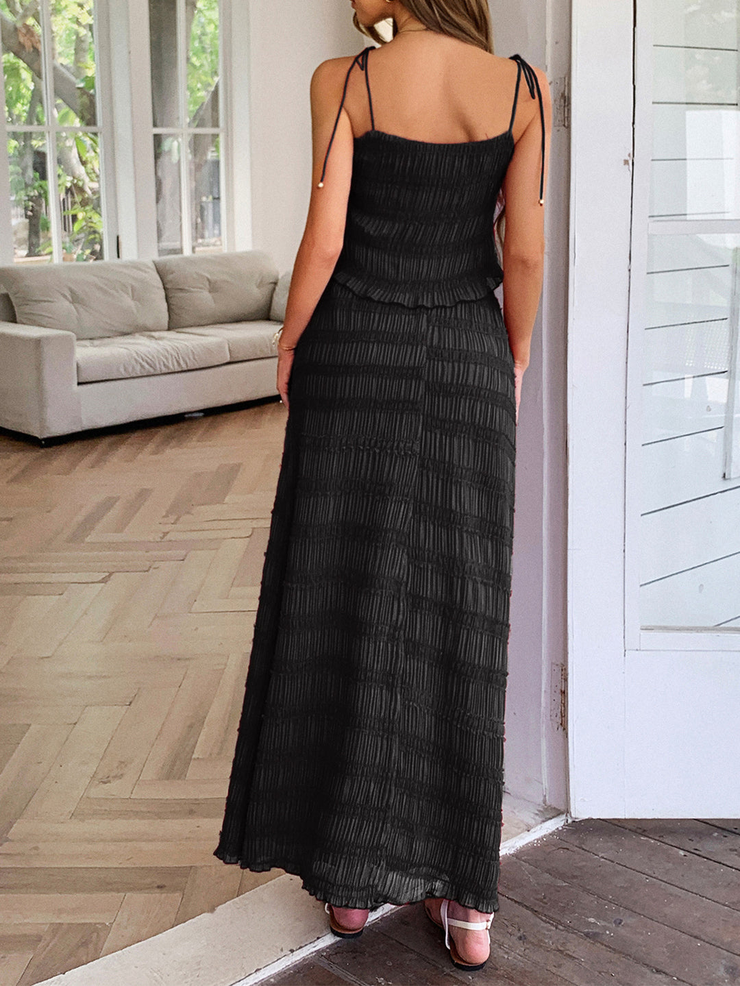 Seaside Strappy Crop Top&Maxi Skirt 2pcs set