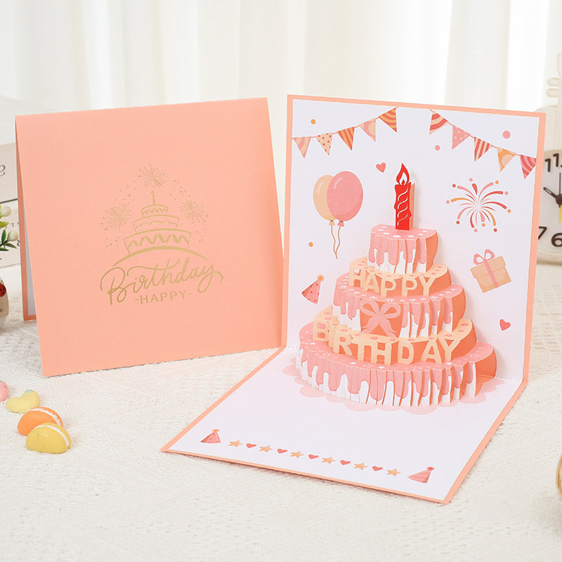 3D colorful birthday cake birthday card
