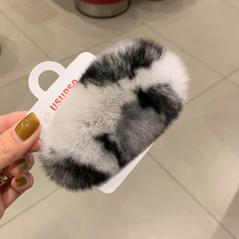 Leopard Furry plush hair clip for girls women