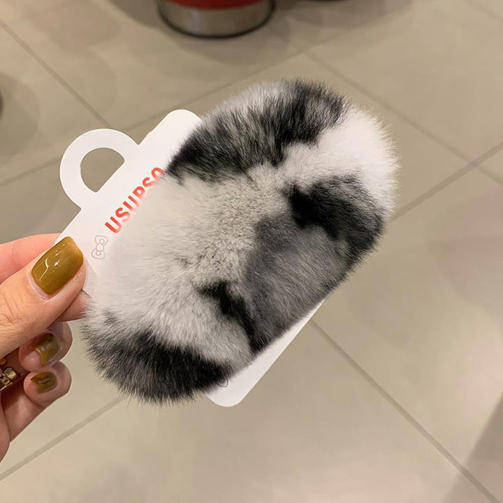 Leopard Furry plush hair clip for girls women