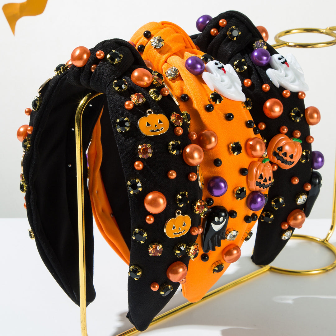 Halloween diamond pearl headband ghost pumpkin holiday hair accessories