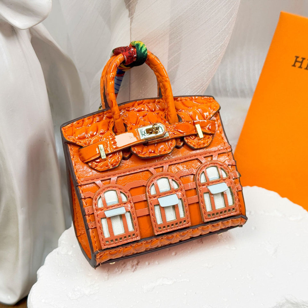 Mini House Bag Charm designer Bag Pendant-Oil wax series