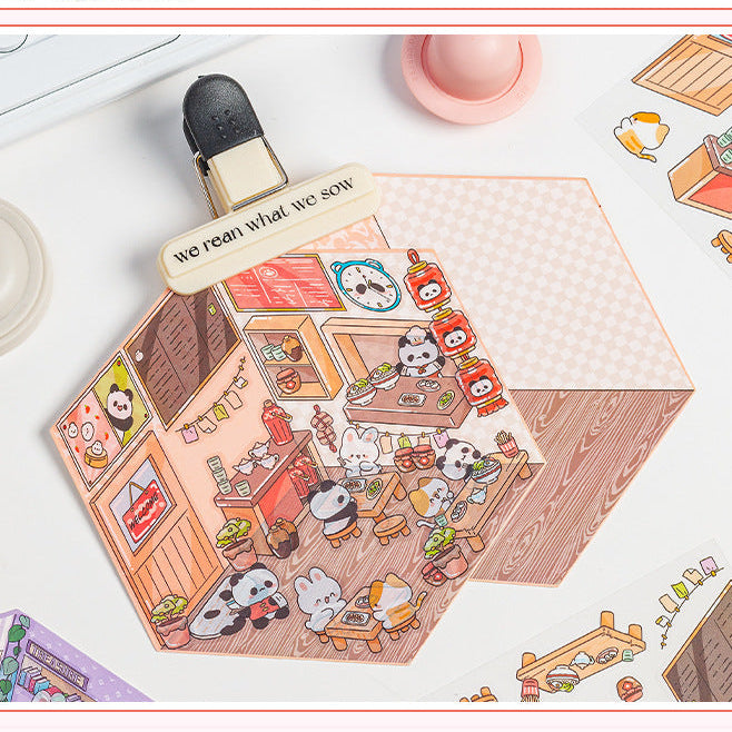 Landscaping Stickers Cartoon House Scene Landscaping Stickers