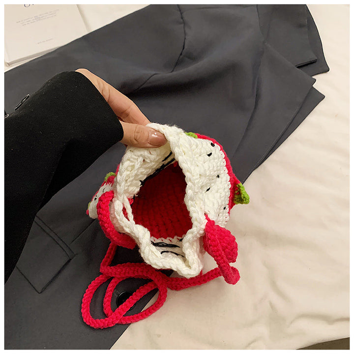Handmade crochet Pitaya crossbody bag cute mini fruit handbag