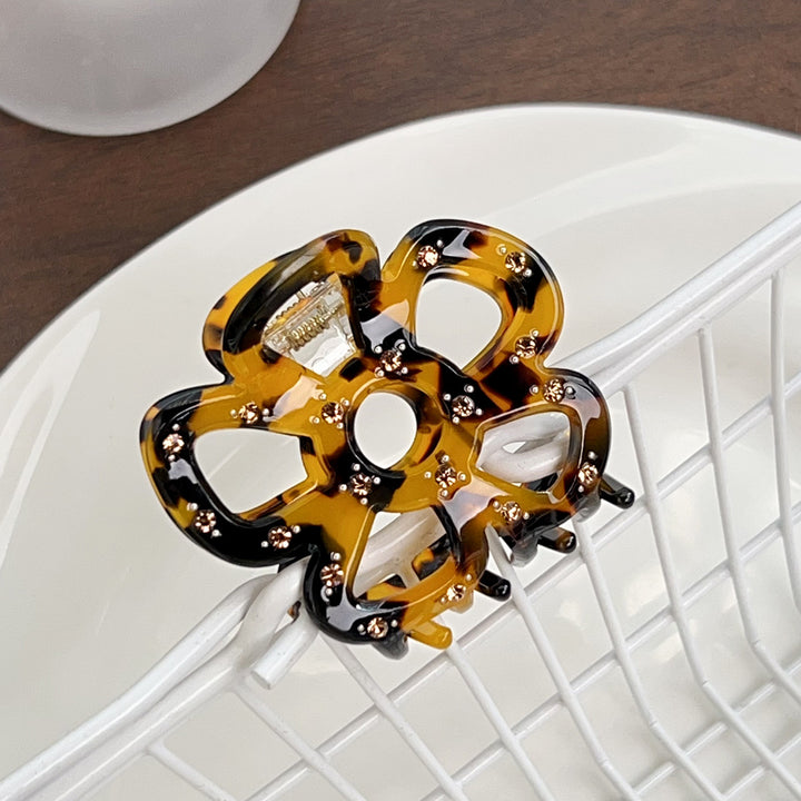 Hollow flower diamond acetate hair claw clips