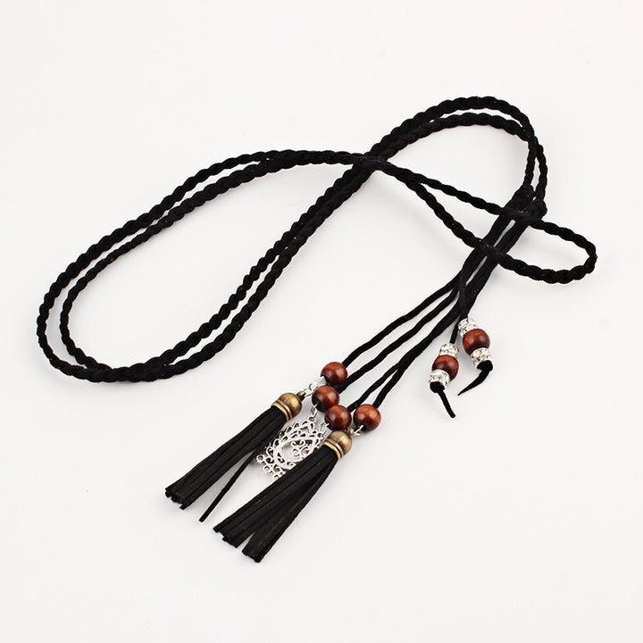 Boho style braided waist rope women's belt
