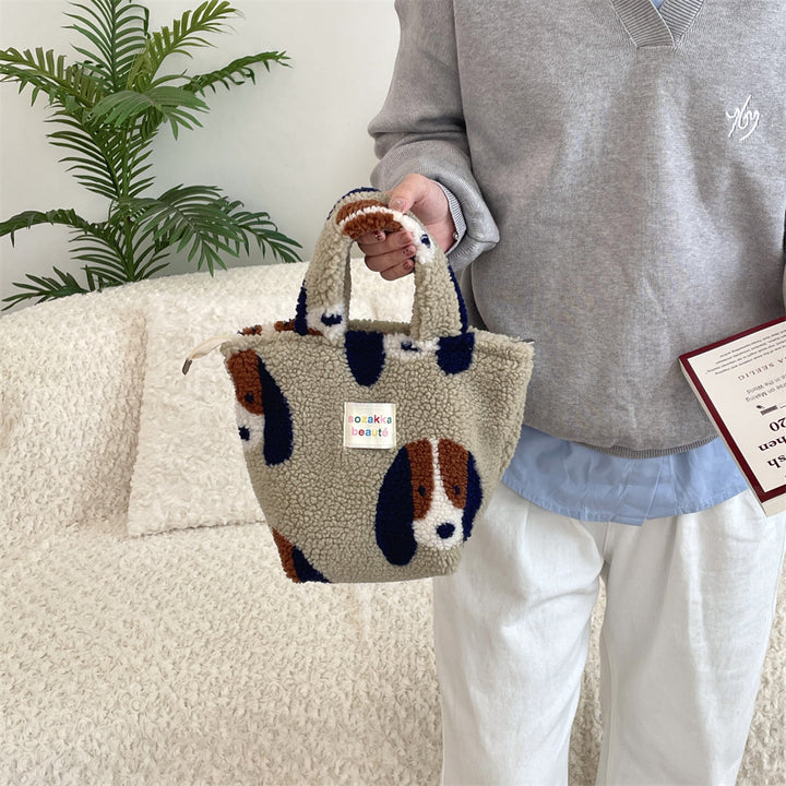 Plush furry small handbag for winter