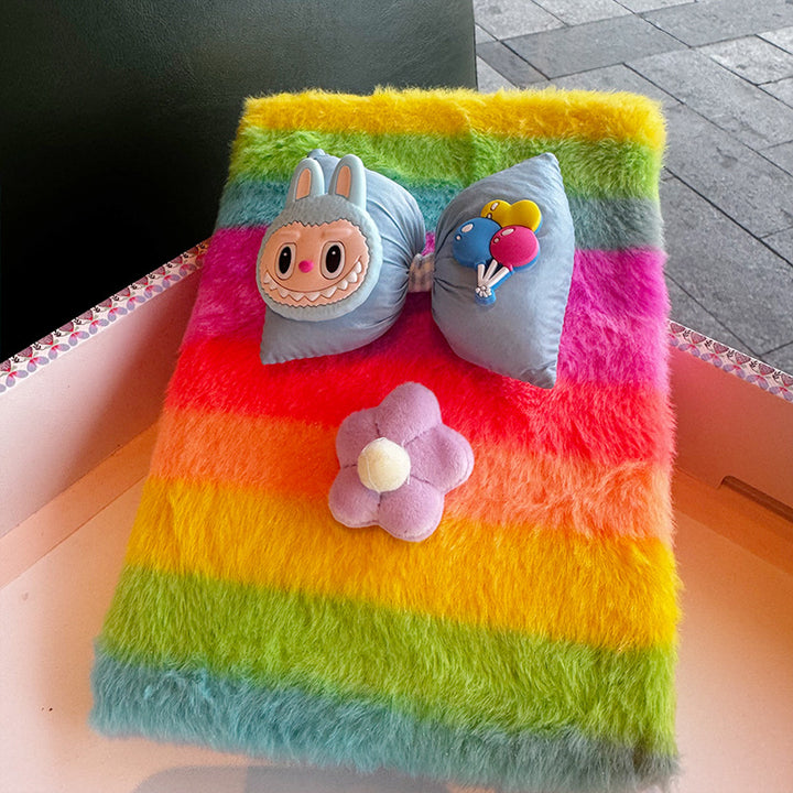 Labubu Bowknot colorful plush notebook girls portable notes