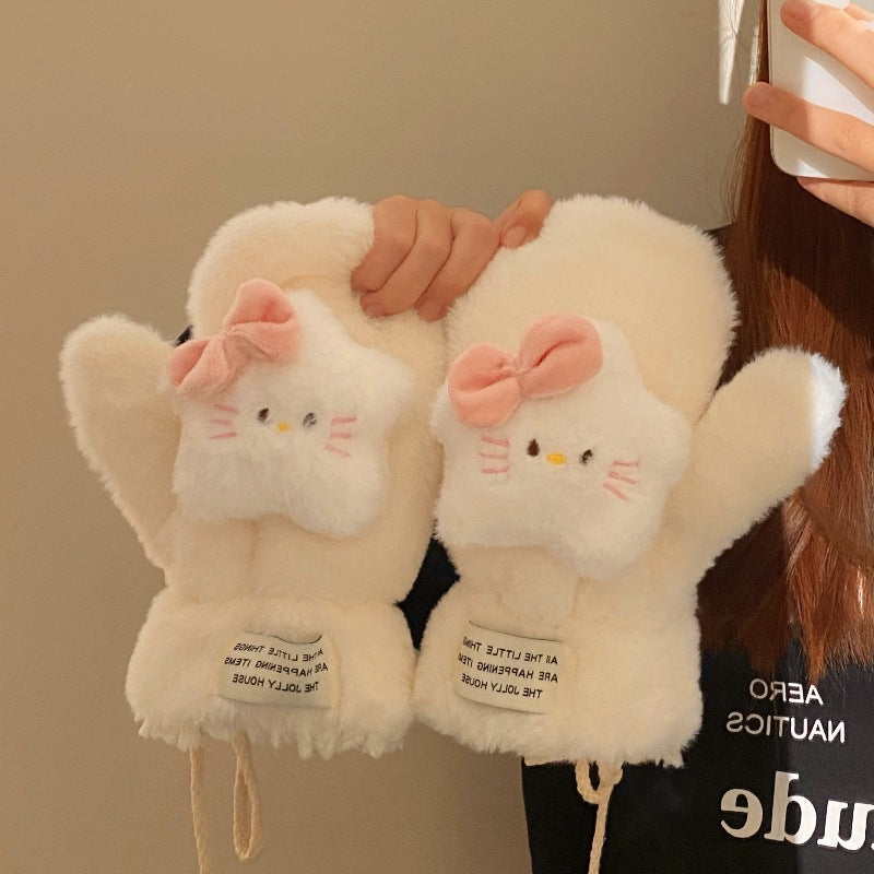 Christmas snowman plush thickened gloves Winter gloves