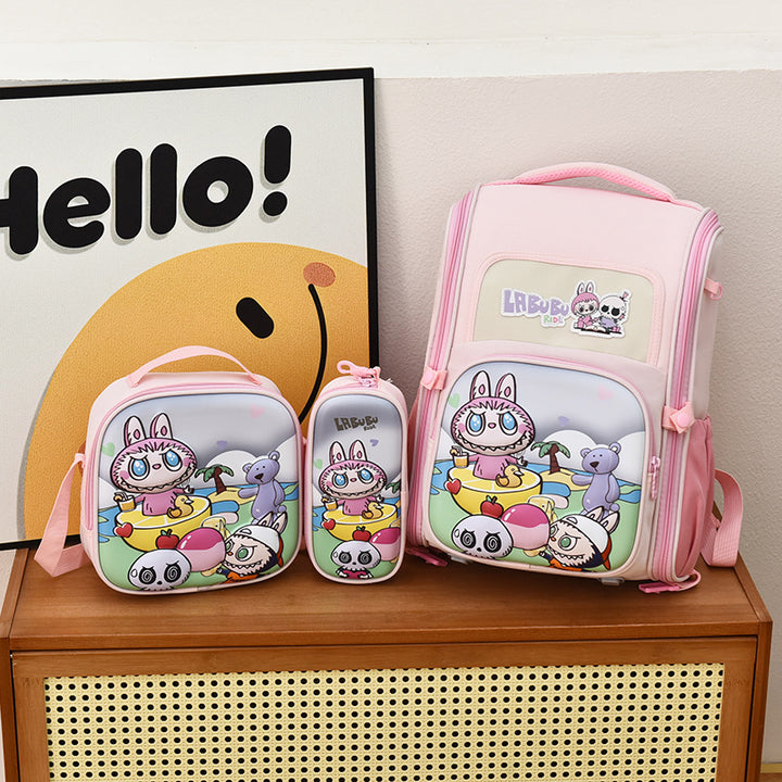 3D hard shell student labubu backpack student backpack 3pcs set